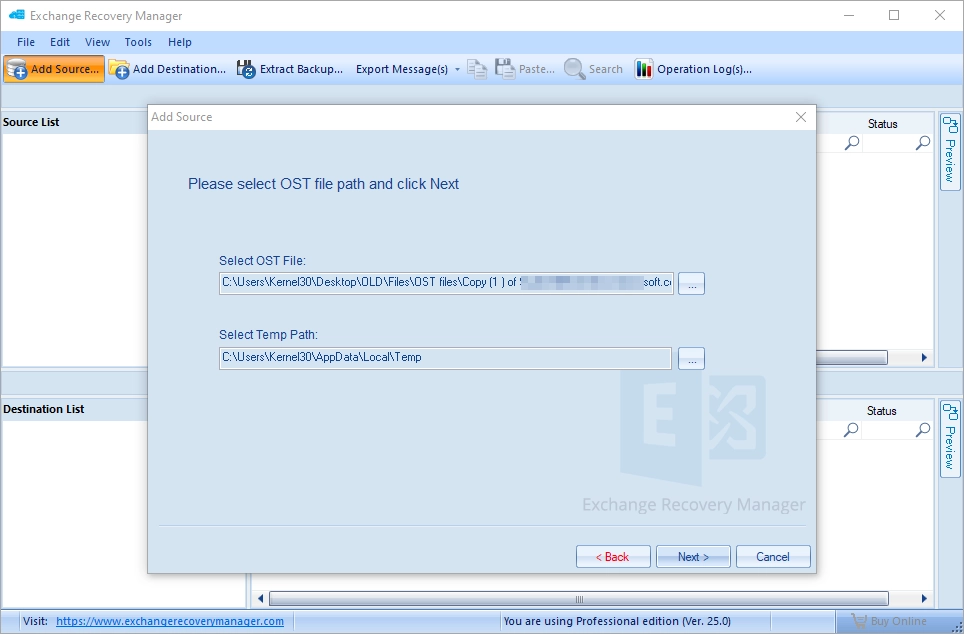 Select the OST file that you want to convert to PST