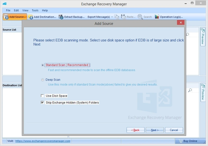 Select scanning mode