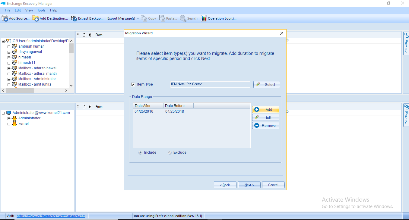 Apply filters (Item Type & Date Range)
